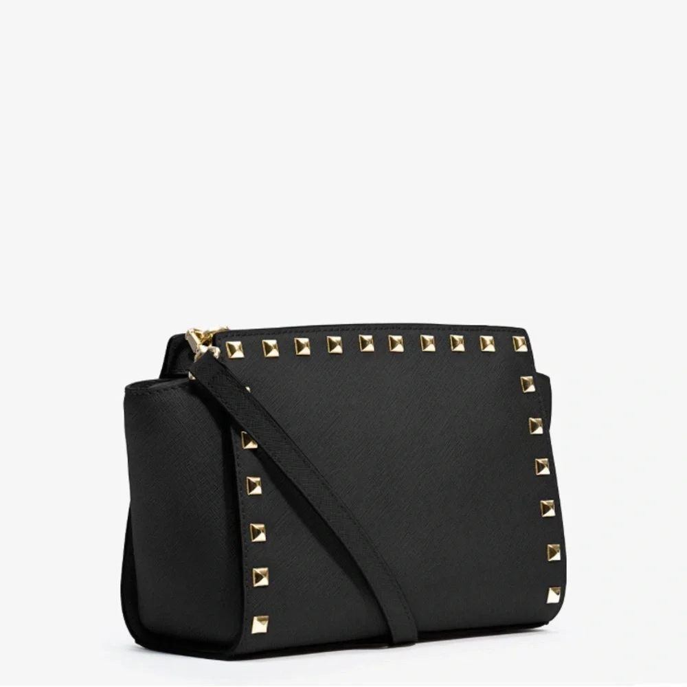 Michael Kors Selma Medium Metallic Leather Crossbody